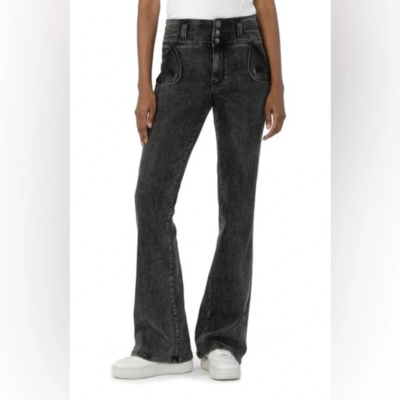 Kut From The Cloth Anna 3 Button High Waist Flare Jeans in Empowerment Size 0 - Picture 1 of 7